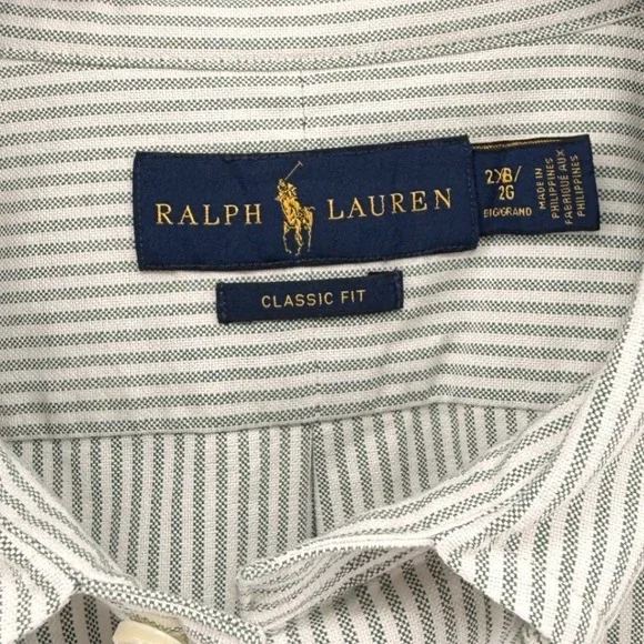 Ralph Lauren Button Down Mens 2XB Pre-Owned Shirt White Striped Classic Fit - Picture 3 of 11